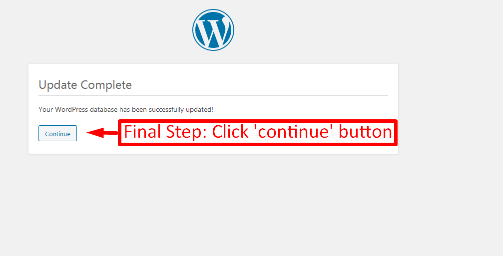 WordPress upgrade final stage