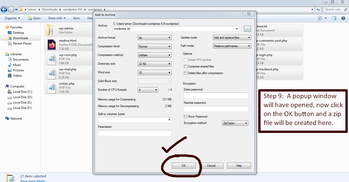 how to create zip file